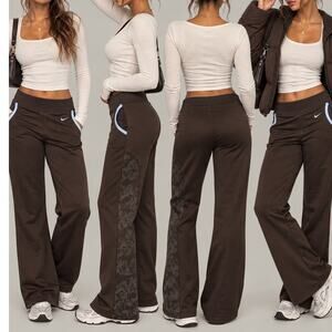 Vintage Nike Brown Bootcut Track Pants L Dragon Graphic Y2K Athletic